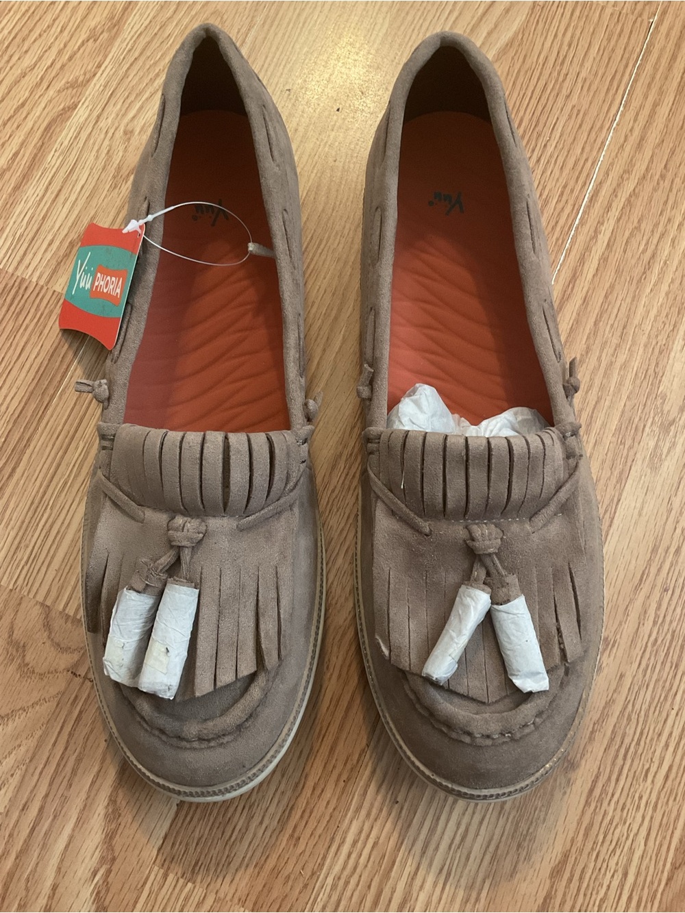 Taupe Suede Tassel Loafers w/tassels for Women YuuPhoria slip on 12M